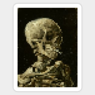 Van Gogh Skull Pixel Art Sticker